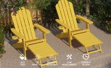 TALE Folding Adirondack Chair with Pullout Ottoman with Cup Holder, Oversized, Poly Lumber,  for Patio Deck Garden, Backyard Furniture, Easy to Instal