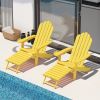 TALE Folding Adirondack Chair with Pullout Ottoman with Cup Holder, Oversized, Poly Lumber,  for Patio Deck Garden, Backyard Furniture, Easy to Instal