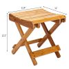 Folding Bamboo Step Stool for Shower, Leg Shaving and Foot Rest, Fully Assembled Wooden Spa Bath Chair for Adults Kids Disabled Women Elderly