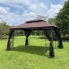 13x10ft Outdoor Patio Gazebo Canopy Tent With Ventilated Double Roof And Mosquito net (Detachable Mesh Screen On All Sides), Suitable for Lawn, Garden