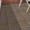 Interlocking Patio Flooring Tiles;  Indoor Outdoor Deck and Patio Flooring Wood-Plastic Material Composite Tile;  Coffee;  12 x 12 Inch